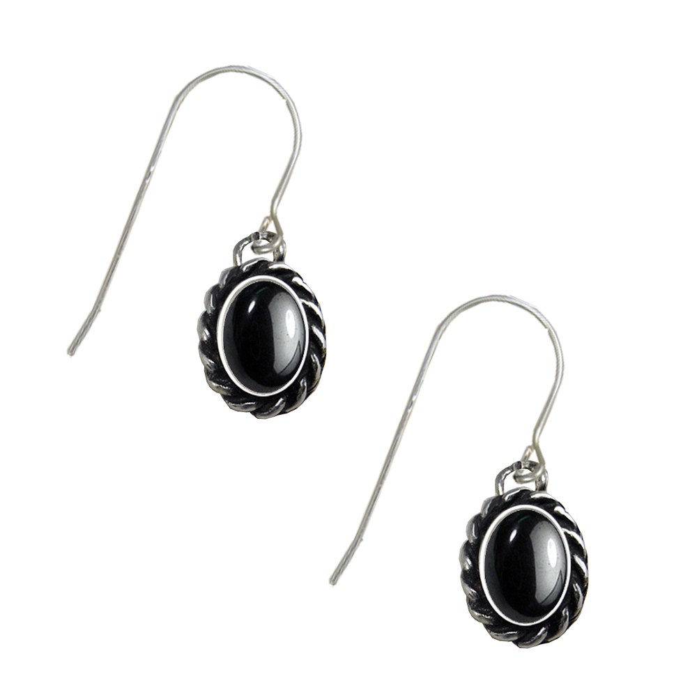 Sterling Silver Hematite Gemstone Drop Dangle Earrings